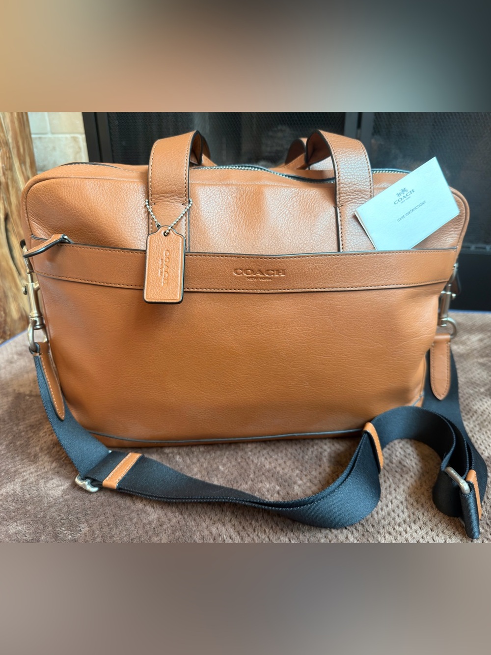 Coach Men's Leather Briefcase - Tan/Cognac